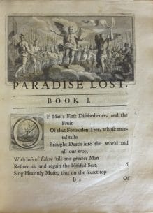 two scenes with Adam and Eve. One leaving the garden, the other pleading with God