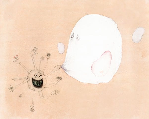 The flu grabs a healthy cell