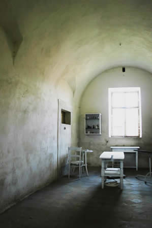 The examination room at The Little Fortress at Terezin as it was presented in 1944.