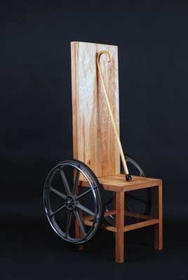 Zel Brook's sculpture Self-Portrait with a Dysfunctional Wheelchair dysfunctional wheelchair