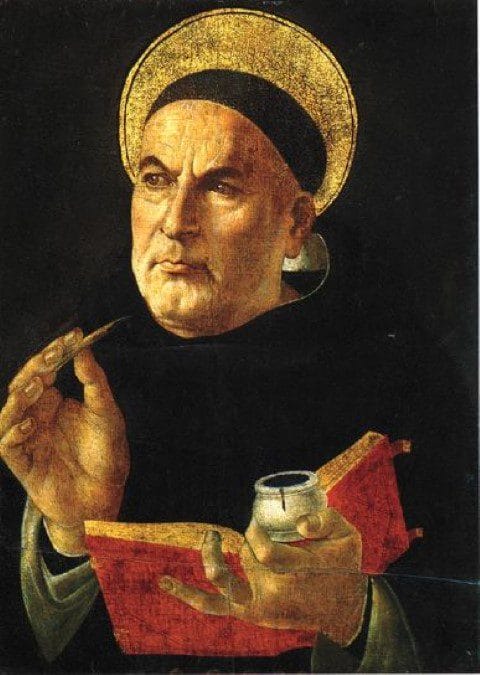 Thomas Aquinas An altarpiece in Ascoli Piceno, Italy by Carlo Crivelli (15th century)