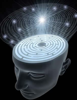 Labyrinth inside head graphic