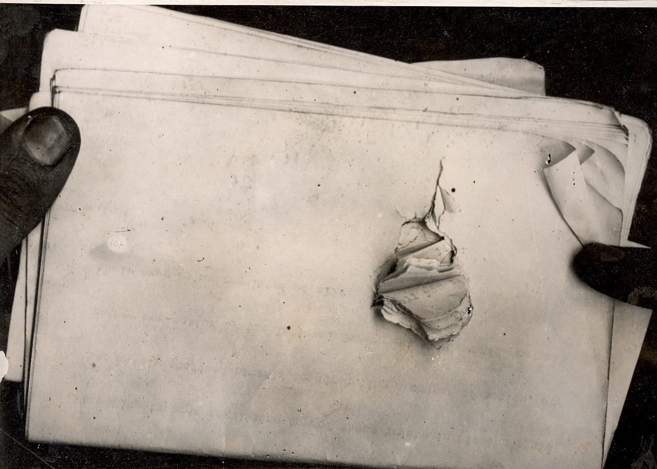 Teddy Roosevelt’s Speech With Bullet Hole.