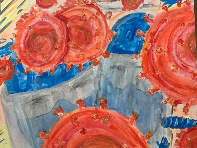 The Siege. Glen P. Aylward. Acrylic on canvas. - a painting of COVID-19