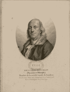 Etching of Benjamin Franklin