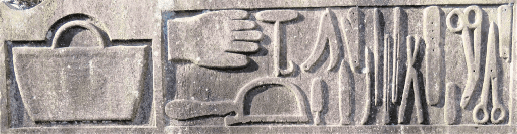 Detail of the monument to Thomas Johnson, barber surgeon