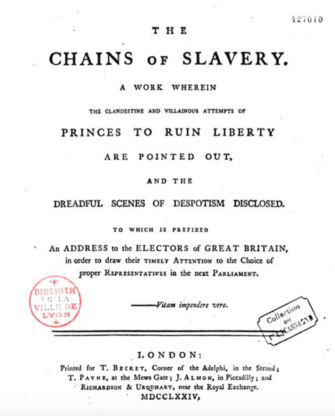 Front page of book written by Jean-Paul Marat