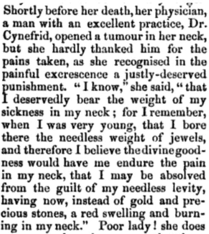 Text describing St. Audrey's tumor