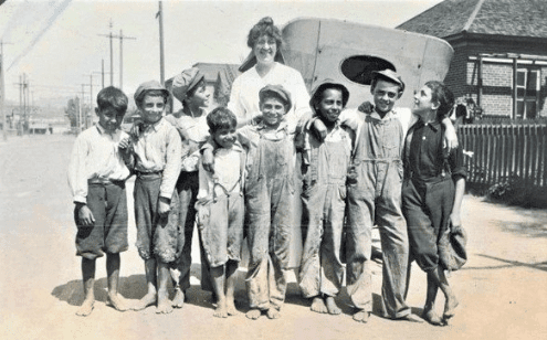 Katherine Higgins and students