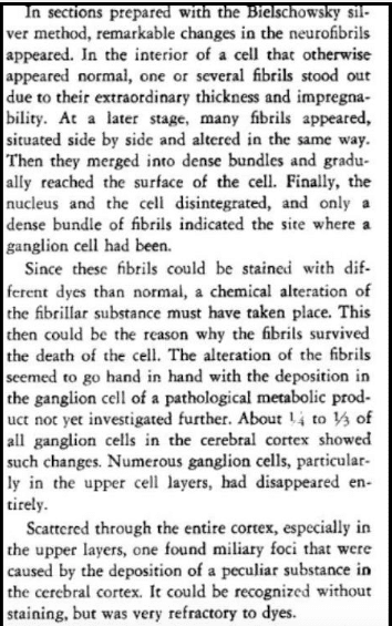 Excerpt of text on Alzheimer's disease