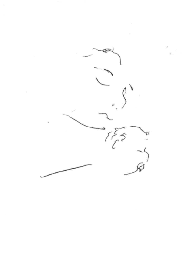 Sparse sketch of woman and child